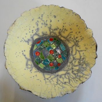 Design intitolato "coupe raku nu jaune" da Armelle Colombier, Opera d'arte originale, Ceramica