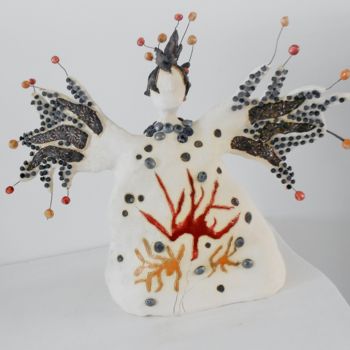 Sculpture titled "l'Ange" by Armelle Colombier, Original Artwork, Ceramics