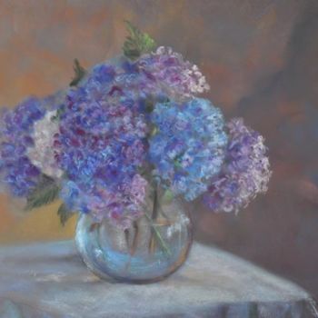 Painting titled "hortentias" by Armelle Panay, Original Artwork, Oil