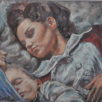 Ζωγραφική με τίτλο "la sieste" από Armelle Panay, Αυθεντικά έργα τέχνης, Λάδι