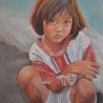 Drawing titled "WAYAN" by Armelle Panay, Original Artwork, Pastel