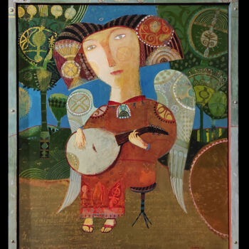 Painting titled "Angel in love" by Armen Adilkhanyan (Adil), Original Artwork, Acrylic Mounted on Wood Stretcher frame