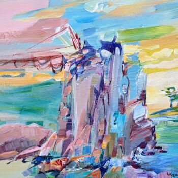 Painting titled "bridge to the cliff" by Armen Ghazayran (Nem), Original Artwork, Acrylic