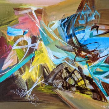 Schilderij getiteld "Composition / yello…" door Armen Ghazayran (Nem), Origineel Kunstwerk, Acryl