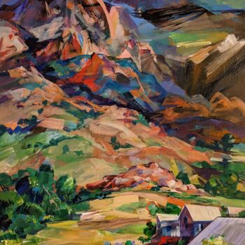 Pintura intitulada "Mountain village /…" por Armen Ghazayran (Nem), Obras de arte originais, Acrílico
