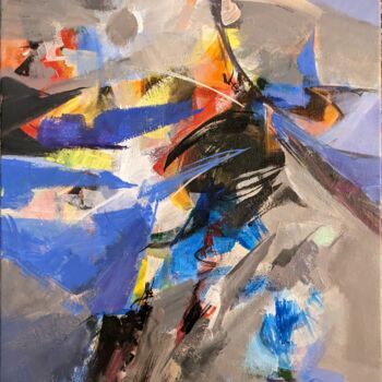 Malerei mit dem Titel "composition -Blue 7" von Armen Ghazayran (Nem), Original-Kunstwerk, Acryl