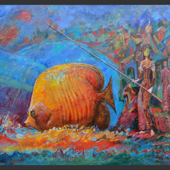 Painting titled "Fishing-03" by Armen Ghazayran (Nem), Original Artwork, Acrylic