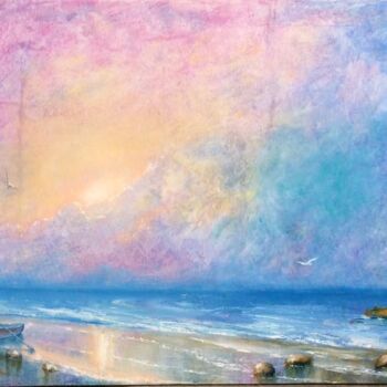 Painting titled "Empty Shore" by Armen Sevanyan, Original Artwork, Oil