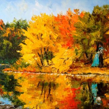 Painting titled "Autumn" by Armenianart, Original Artwork, Oil