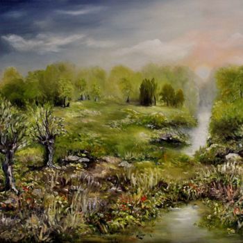 Malerei mit dem Titel "Moorlandschaft" von Armin Evers, Original-Kunstwerk, Öl
