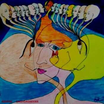 Dessin intitulée "subconscient..." par Armine Baghdasaryan (Parmide), Œuvre d'art originale, Stylo à bille