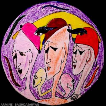 Dessin intitulée "les egares !!!" par Armine Baghdasaryan (Parmide), Œuvre d'art originale, Stylo à bille
