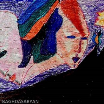 Drawing titled "se cacher derriere…" by Armine Baghdasaryan (Parmide), Original Artwork, Pastel