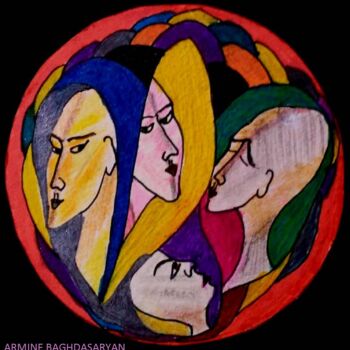 Disegno intitolato "nous etait ensemble…" da Armine Baghdasaryan (Parmide), Opera d'arte originale, Biro
