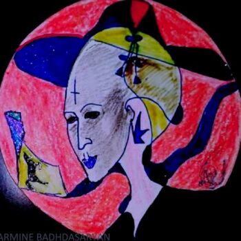 Dessin intitulée "Elle croit !!!" par Armine Baghdasaryan (Parmide), Œuvre d'art originale, Stylo à bille