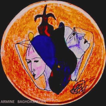Drawing titled "doute !!!!" by Armine Baghdasaryan (Parmide), Original Artwork, Ballpoint pen