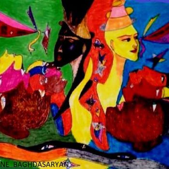 Dessin intitulée "ceremonie !!!" par Armine Baghdasaryan (Parmide), Œuvre d'art originale, Stylo à bille
