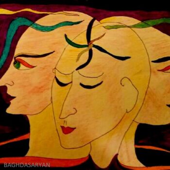 Dessin intitulée "Triple alliance !!!…" par Armine Baghdasaryan (Parmide), Œuvre d'art originale, Stylo à bille