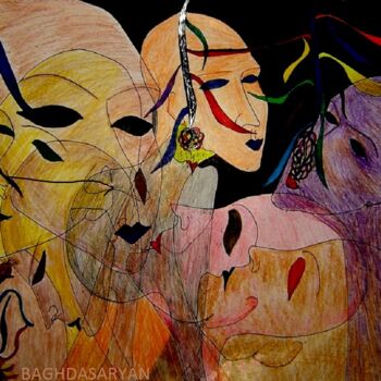 Dessin intitulée "L'incertitude" par Armine Baghdasaryan (Parmide), Œuvre d'art originale, Stylo à bille