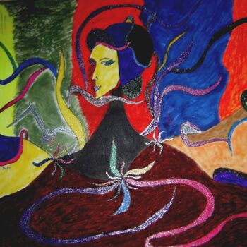 Desenho intitulada "Mère et filles" por Armine Baghdasaryan (Parmide), Obras de arte originais, Canetac de aerossol