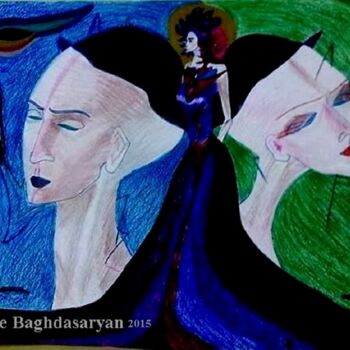 Dibujo titulada "Entre elle et moi" por Armine Baghdasaryan (Parmide), Obra de arte original, Bolígrafo