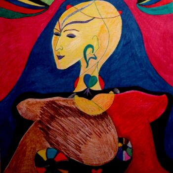 Σχέδιο με τίτλο "l'amour de maman" από Armine Baghdasaryan (Parmide), Αυθεντικά έργα τέχνης, Στυλό
