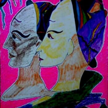 Рисунок под названием "Deux personnalité" - Armine Baghdasaryan (Parmide), Подлинное произведение искусства, Шариковая ручка