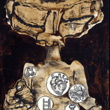 Dibujo titulada "APOLOGÍA AL SILENCI…" por Arnaldo Delgado, Obra de arte original, Tinta