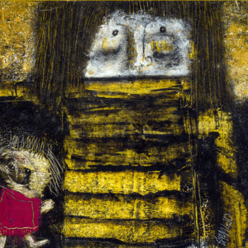 Pintura titulada "Niña con muñeca pud…" por Arnaldo Delgado, Obra de arte original, Oleo