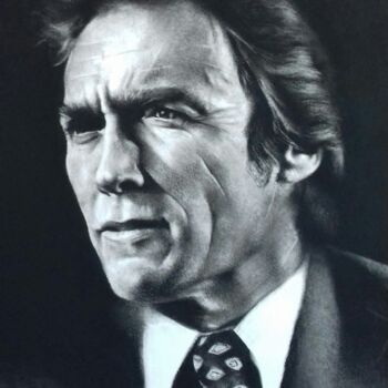 Σχέδιο με τίτλο "Clint Eastwood" από Arnaud Baneat, Αυθεντικά έργα τέχνης, Κοντέ