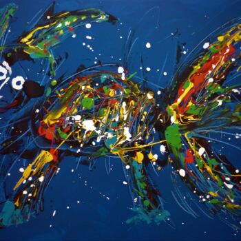 Painting titled "Animal magique 14" by Arnaud Broutin, Original Artwork, Acrylic Mounted on Wood Stretcher frame