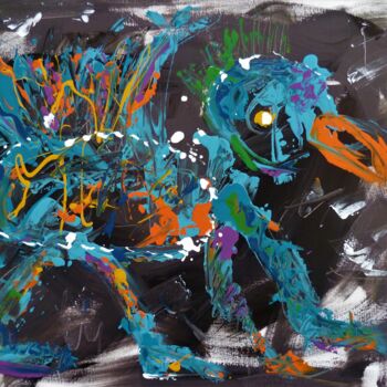 제목이 "animal magique 59"인 미술작품 Arnaud Broutin로, 원작, 아크릴 나무 들것 프레임에 장착됨