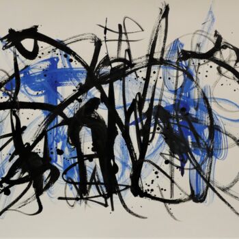 Peinture intitulée "Black Blue 1" par Arnaud Broutin, Œuvre d'art originale, Encre