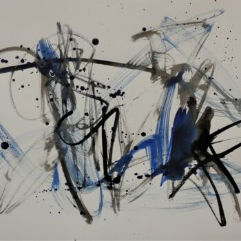 Painting titled "Black Blue 2" by Arnaud Broutin, Original Artwork, Ink