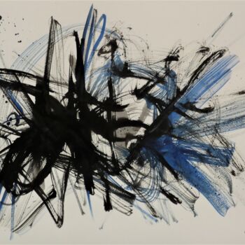 Peinture intitulée "Black Blue 5" par Arnaud Broutin, Œuvre d'art originale, Encre