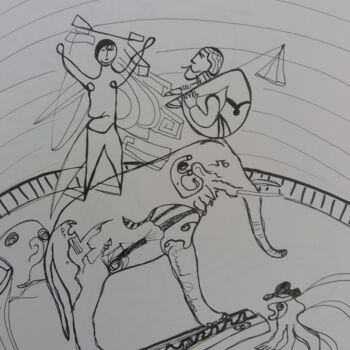 图画 标题为“Funny circus” 由Arnaud Dubois, 原创艺术品, 墨