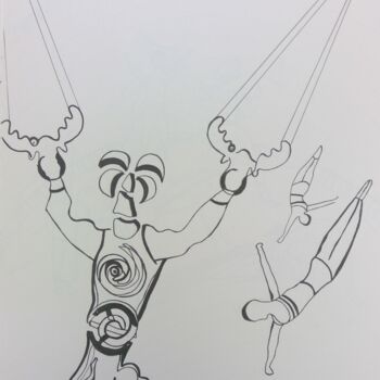 Рисунок под названием "Flying Circus" - Arnaud Dubois, Подлинное произведение искусства, Карандаш