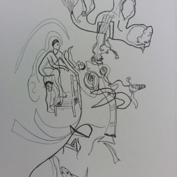 Disegno intitolato "Crazy horse trainer" da Arnaud Dubois, Opera d'arte originale, Inchiostro