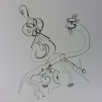 Disegno intitolato "Dancer in a circus" da Arnaud Dubois, Opera d'arte originale, Inchiostro