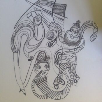 Desenho intitulada "Cirque avec clowns" por Arnaud Dubois, Obras de arte originais, Tinta