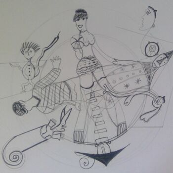 图画 标题为“The Magic Circus” 由Arnaud Dubois, 原创艺术品, 墨