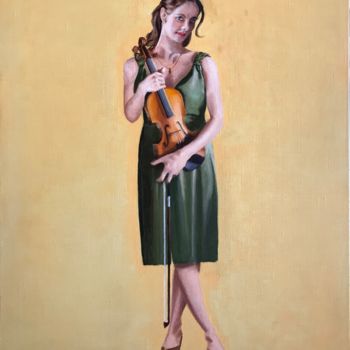 Pintura intitulada "La violoniste" por Arnaud Feuga, Obras de arte originais, Óleo