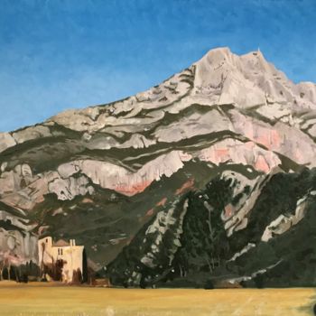 Painting titled "Sainte Victoire" by Arnaud Feuga, Original Artwork, Oil Mounted on Wood Stretcher frame