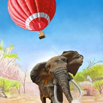 Pittura intitolato "Air safari 2" da Arnaud Feuga, Opera d'arte originale, Olio