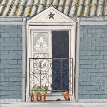 绘画 标题为“Fenêtre aux pots” 由Arnaud Feuga, 原创艺术品, 油 安装在木质担架架上