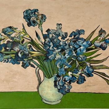 Painting titled "Iris Metropolitan" by Arnaud Feuga, Original Artwork, Oil Mounted on Wood Stretcher frame