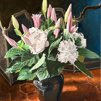 Painting titled "Bouquet aixois" by Arnaud Feuga, Original Artwork, Oil Mounted on Wood Stretcher frame