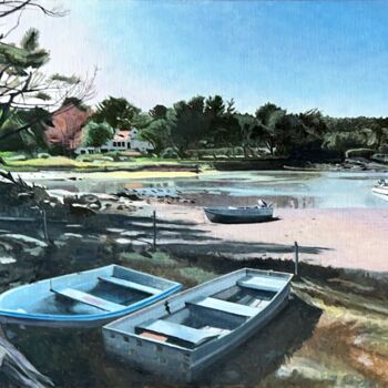 Pintura intitulada "Cape Neddick Harbor…" por Arnaud Feuga, Obras de arte originais, Óleo Montado em Armação em madeira