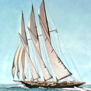 Painting titled "Atlantic" by Arnaud Feuga, Original Artwork, Oil Mounted on Wood Stretcher frame