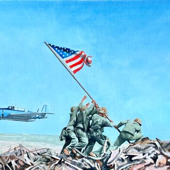 Painting titled "Iwo Jima" by Arnaud Feuga, Original Artwork, Oil
